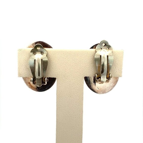 VTG Estate Sterling Silver Oval Clip‎ Back Earrings! 167 - Picture 3 of 6